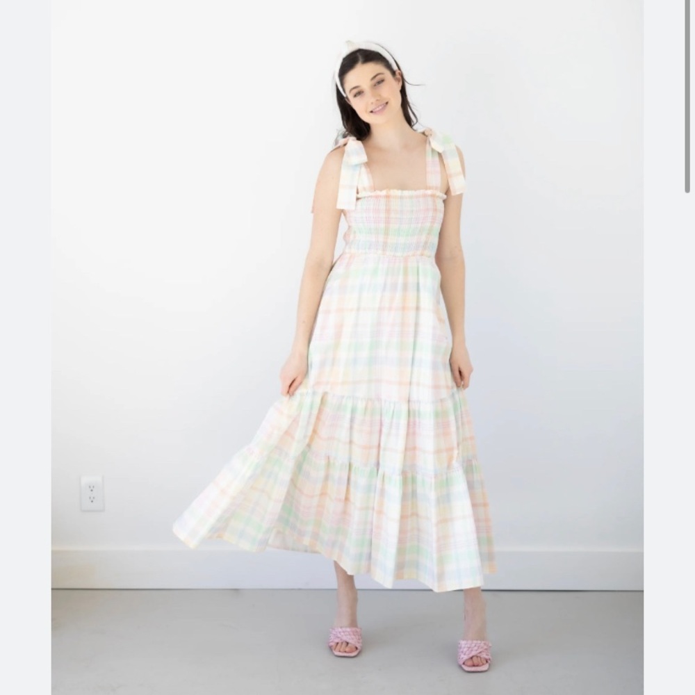 NWT Kathleen Maeve Rainbow Plaid Emma Maxi Dress S